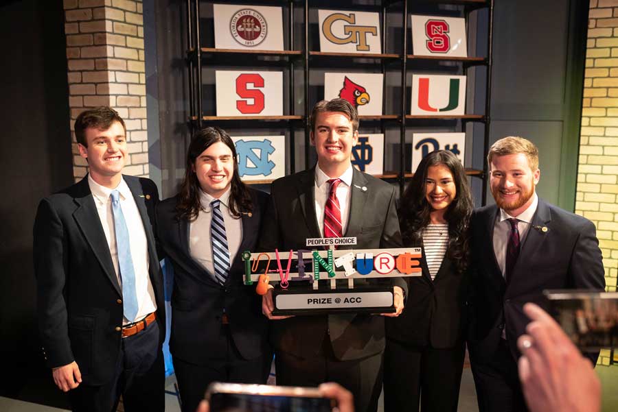 The members of FSU’s InVenture team are all majoring in mechanical engineering. From left, Max McCammaon, Andrew Burkhardt, Michael Romega, Kristine Villarino, Caleb Ward.