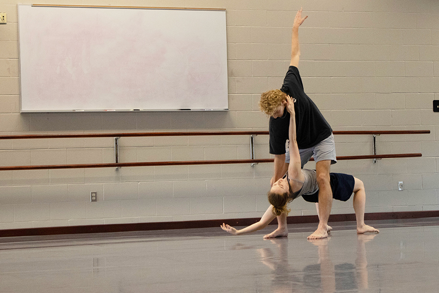 Emmett Higgins and Meg Murphy rehearse "Me and You and the Compound."