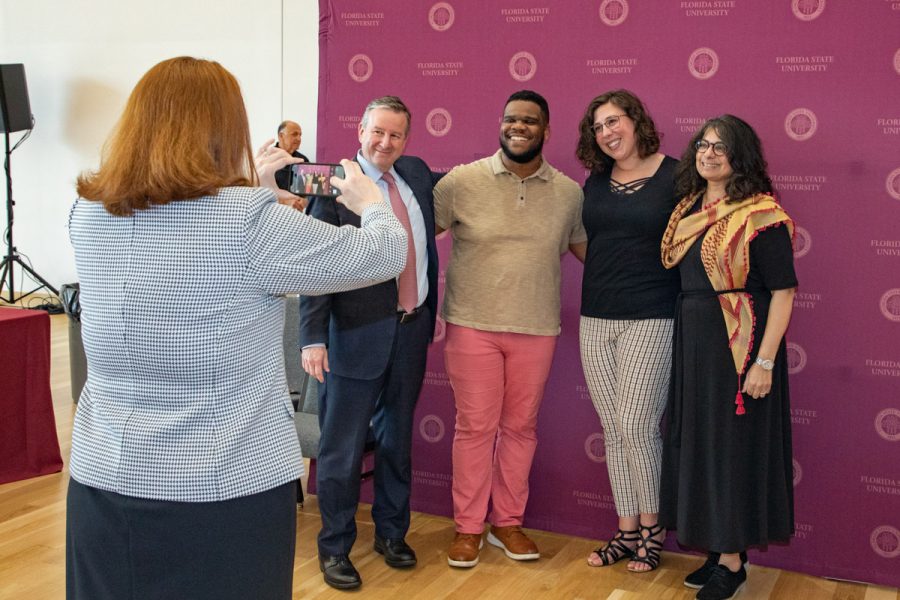 FSU President Richard McCullough and FSU First Lady Jai Vartikar pose for a photo at the annual President's Ice Cream Social, Thursday, April 13, 2023. (FSU Photography Services)