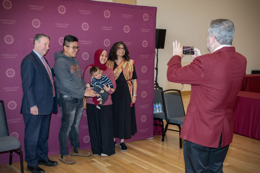 FSU President Richard McCullough and FSU First Lady Jai Vartikar pose for a photo at the annual President's Ice Cream Social, Thursday, April 13, 2023. (FSU Photography Services)