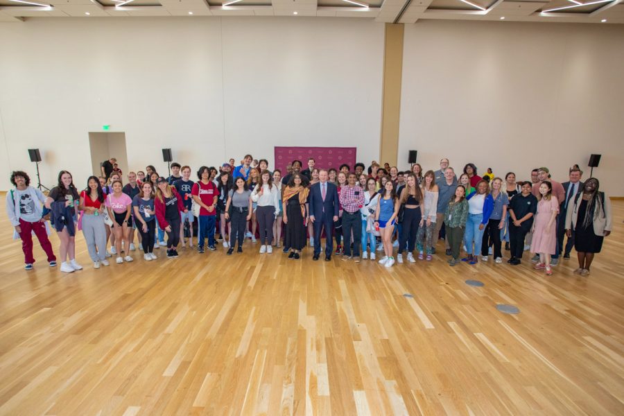 Group photos of FSU President Richard McCullough and FSU First Lady Jai Vartikar with students, faculty and staff at the annual President's Ice Cream Social, Thursday, April 13, 2023. (FSU Photography Services)