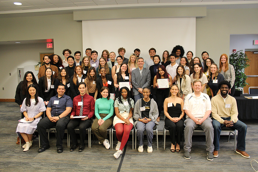 Nominees for the Student Employee of the Year Award pose after the ceremony.