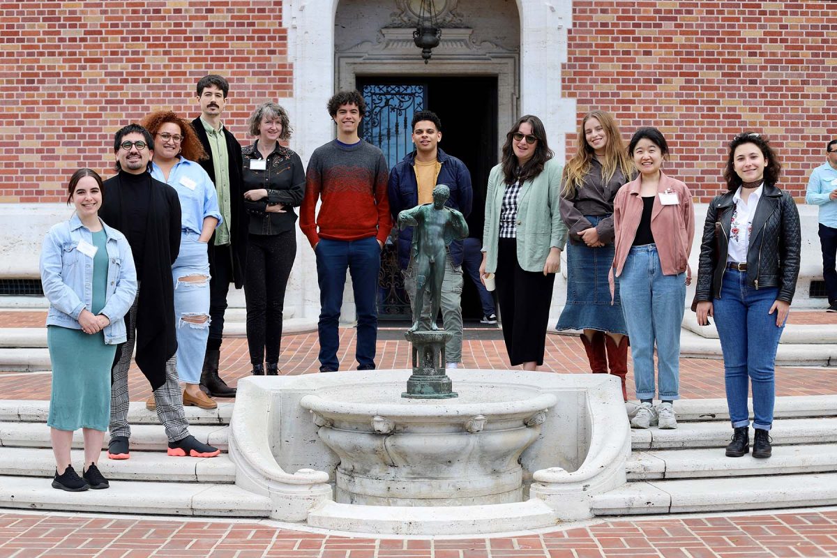 (From left) Amanda Brito (FSU), Kevin Torres-Spicer (UCLA), Estefanía Vallejo Santiago (FSU), Alex Casteel (UCLA), Sheila Scoville (FSU), Gabriel Silva Collins (UCLA), Syon Vasquez (UCLA), Rachel Schloss (UCLA), Camille Neira (UCLA), Wenda Wang (UCLA), Alba Menéndez-Pereda (UCLA). Photo: Paul Niell.