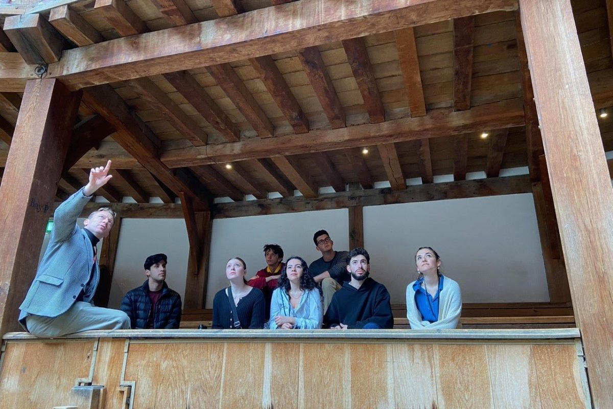 Students on a tour of Shakespeare's Globe in London. (Andrei Malaev-Babel)