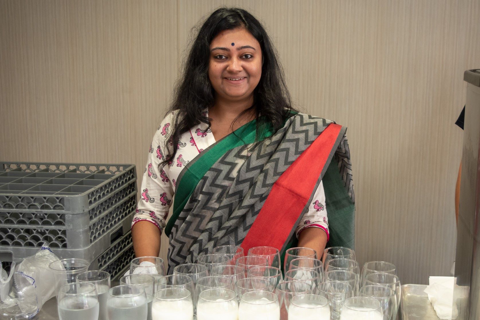 BongoNole members were assigned to different roles in the kitchen and dining room, and some even dressed in traditional Bengali attire. (Seamus Toner, FSU Center for Global Engagement)