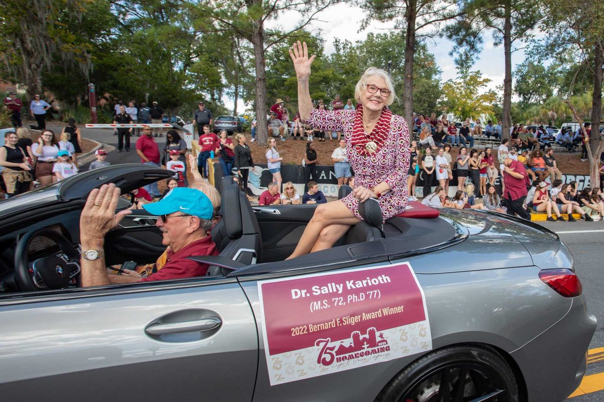 Sally Karioth in the FSU Homecoming Parade, Oct. 20, 2023. (FSU Photography Services) 