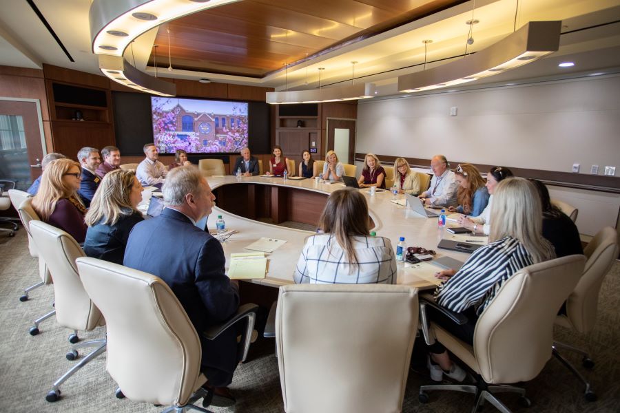 The Aer Lingus College Football Steering Committee met on campus Friday, Oct. 6, to discuss business and operations ahead of the 2024 match between the Florida State Seminoles and the Georgia Tech Yellow Jackets. (Bill Lax, FSU Photography Services)