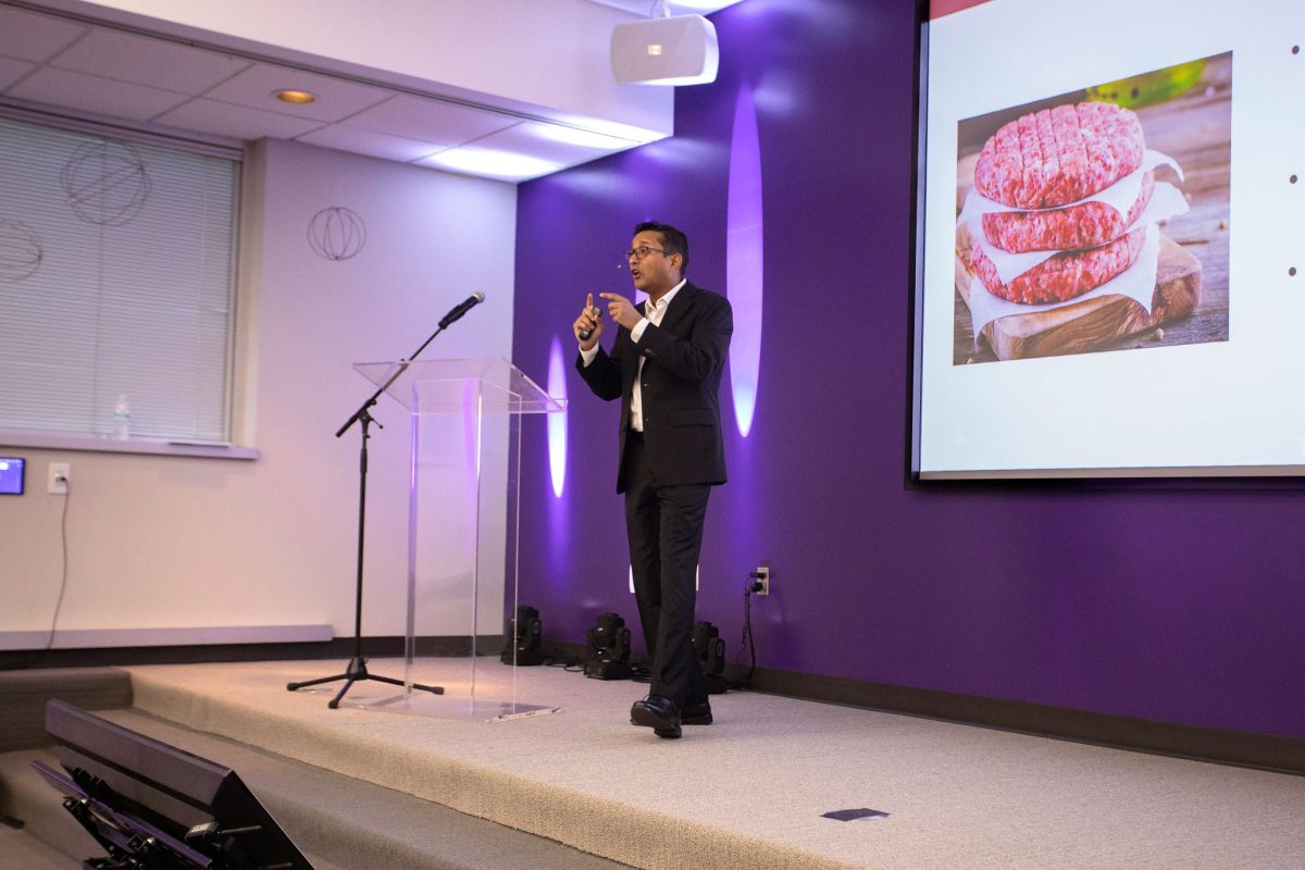 Prashant Singh took the top prize of $50,000 for a project aimed at improving food safety at the FSU Discovery Challenge event on Wednesday, Oct. 4, 2023. (FSU Photography Services)