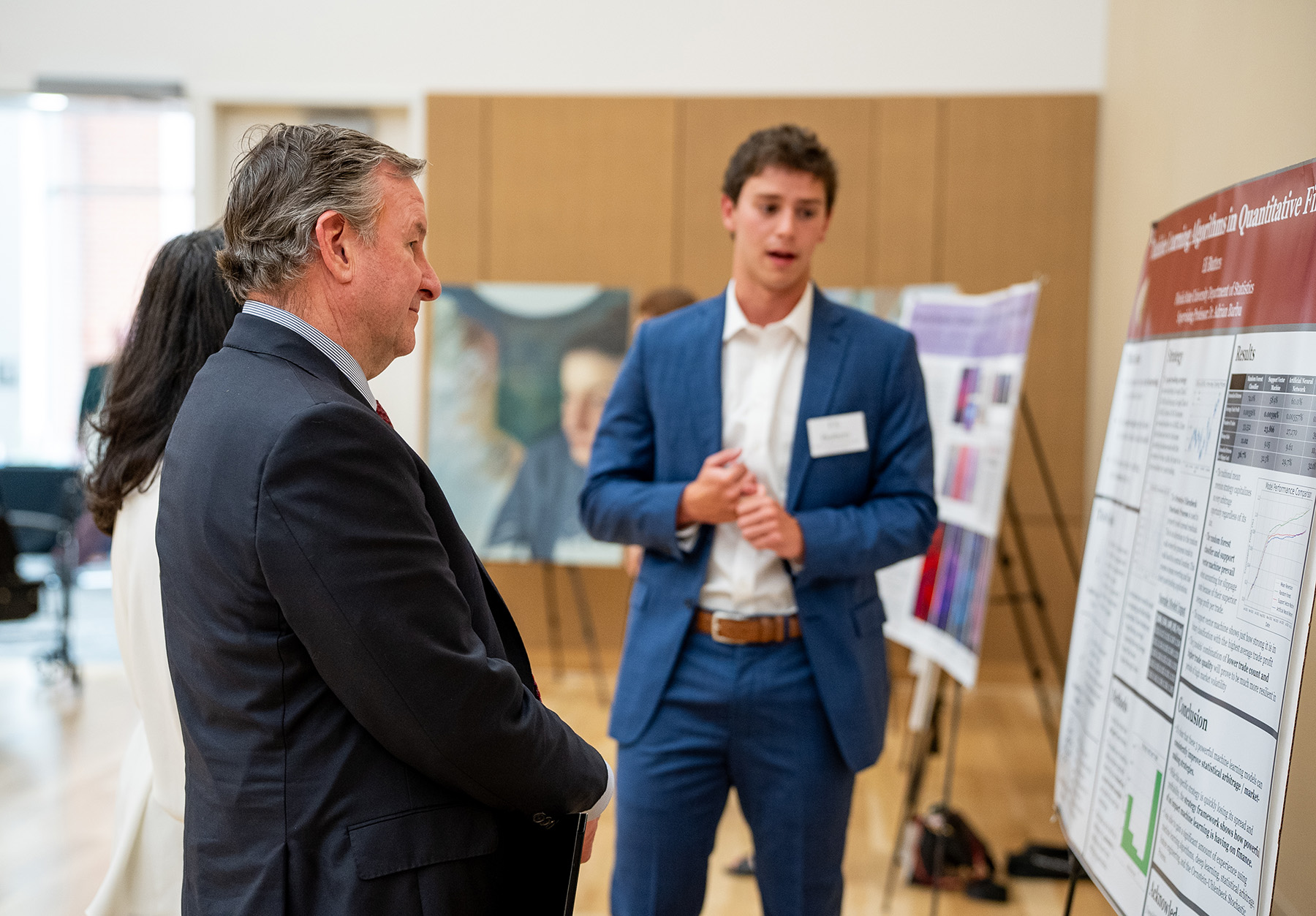 Florida State University President Richard McCullough visits with students at the President’s Showcase of Undergraduate Research on Oct. 3 during FSU’s Discovery Days celebration.