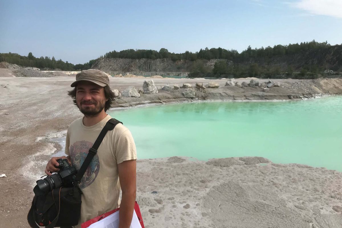 Postdoctoral fellow Anders Lindskog examined limestone samples from modern-day Scandinavia to unravel why marine life boomed during the Ordovician Period roughly 487 to 443 million years ago. (Photo courtesy Seth Young)