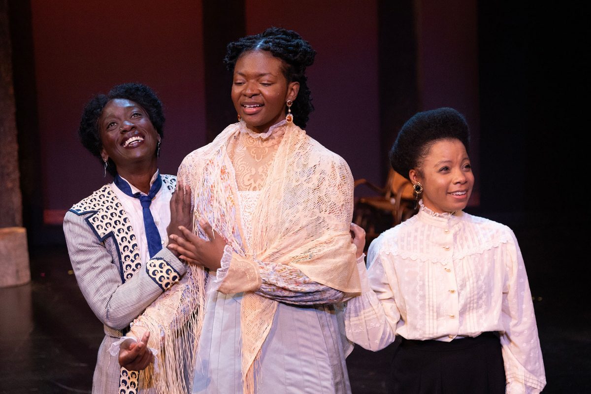 Conservatory faculty member and alumna DeAnna S. Wright as Olga and second-year acting students Jasmyn Ackah and Ashley McCauley Moore as Irina and Masha in Three Sisters. (FSU/Asolo Conservatory for Actor Training)