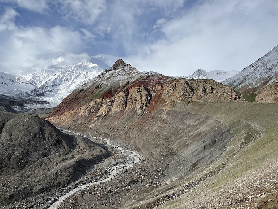 Lenin Peak — one of the glacier sites sampled by postdoctoral scholar Amy Holt — is a 23,406-foot summit in Kyrgyzstan. (Courtesy of Amy Holt)