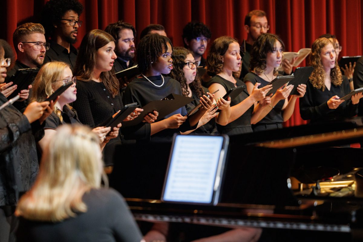 Students from the FSU Choral Ensemble perform during a Celebration of Life honoring John Thrasher on Tuesday, Aug. 19, 2025, at Ruby Diamond Concert Hall. (Bill Lax/FSU Photography)