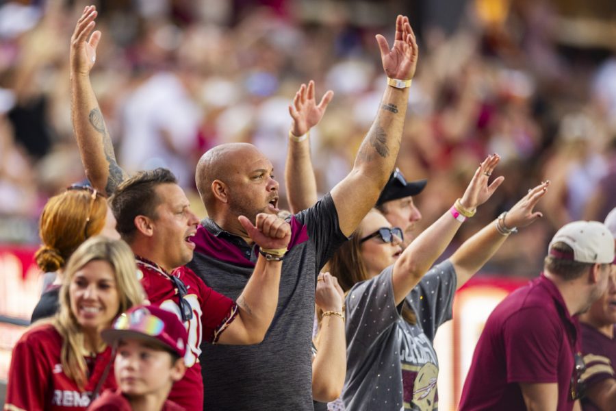 Fans cheer on the Florida State Seminoles after scoring a touchdown against the Alabama Crimson Tide 31-17 at Doak Campbell Stadium on August 30, 2025. (Matthew McConnell/Florida State University)