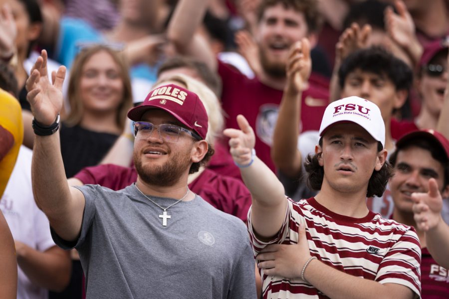 Fans do the War Chant as the Seminoles defeat Alabama Crimson Tide at Doak Campbell Stadium on August 30, 2025. (Matthew McConnell/Florida State University)