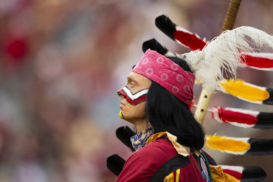 FSU’s Ocseola watches the sidelines as the Florida State Seminoles take on the Alabama Crimson Tide at Doak Campbell Stadium on August 30, 2025. (Matthew McConnell/Florida State University)