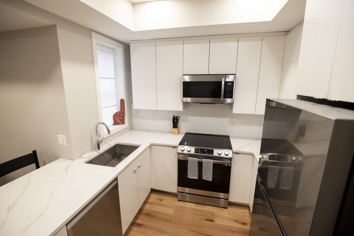Kitchen with white cabinet