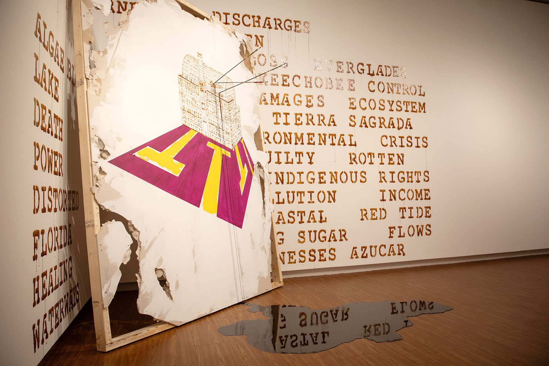 Harold Garcia V (El Quinto), Melaza Lake, 2025; part of Water Ways: Indigenous Ecologies and Florida Heritage, Florida State University Museum of Fine Arts, Sept. 18, 2025 – March 14, 2026. (Devin Bittner)