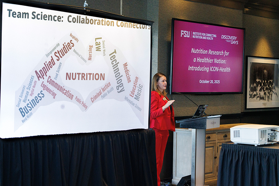 Woman presents at Discovery Days event